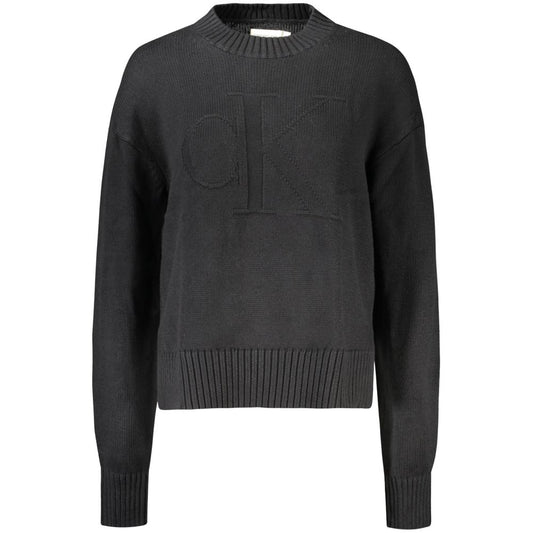 Calvin Klein Black Cotton Women Sweater - High Neck Design