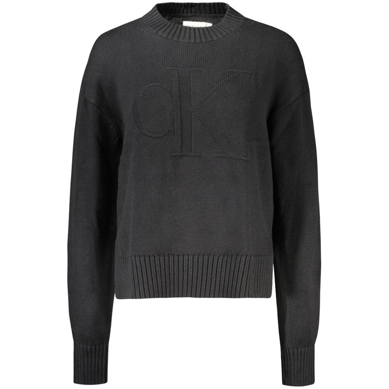 Calvin Klein Black Cotton Women Sweater - High Neck Design