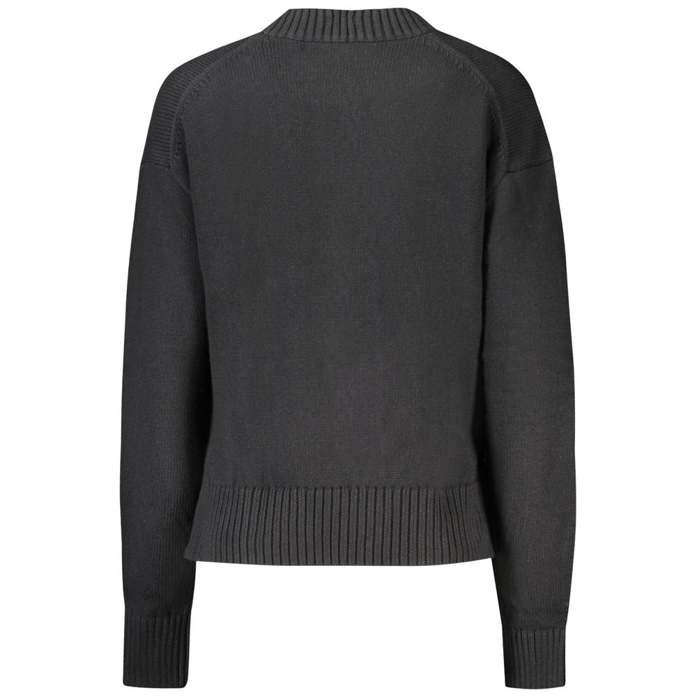Calvin Klein Black Cotton Women Sweater - High Neck Design