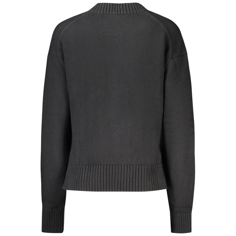 Calvin Klein Black Cotton Women Sweater - High Neck Design