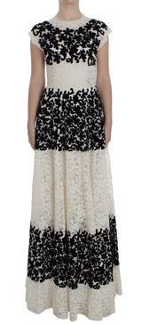 Robe longue maxi à volants en dentelle Ricamo à motifs floraux de Dolce &amp; Gabbana