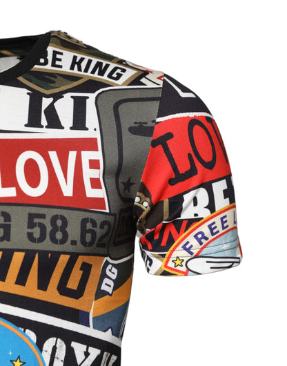 T-shirt en coton à col rond multicolore et patchwork de Dolce & Gabbana