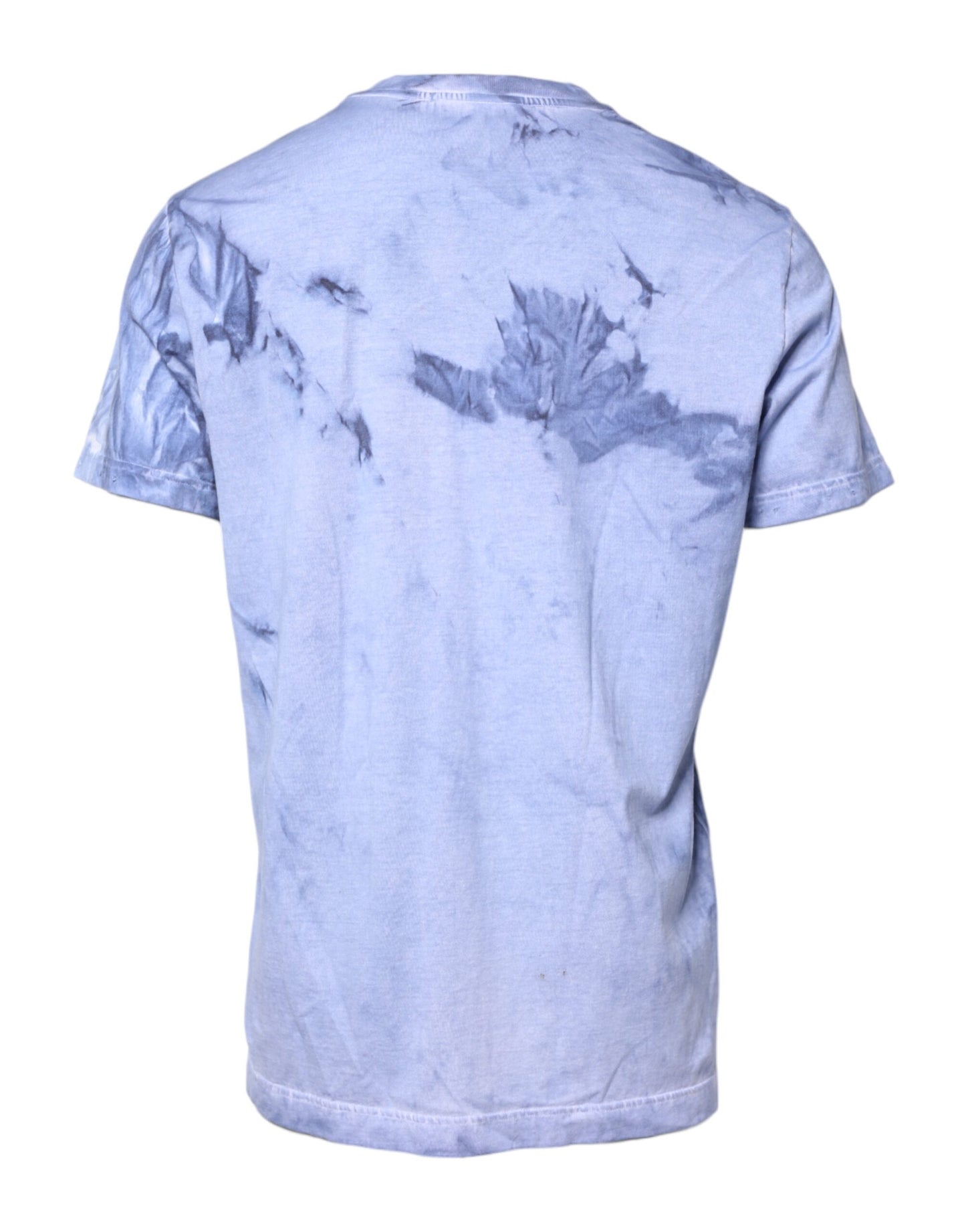 Dolce & Gabbana Blauw katoenen T-shirt met logo-print en ronde hals
