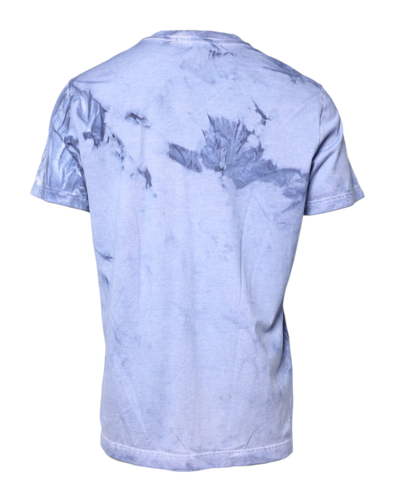 Dolce &amp; Gabbana Blauw katoenen T-shirt met logo-print en ronde hals