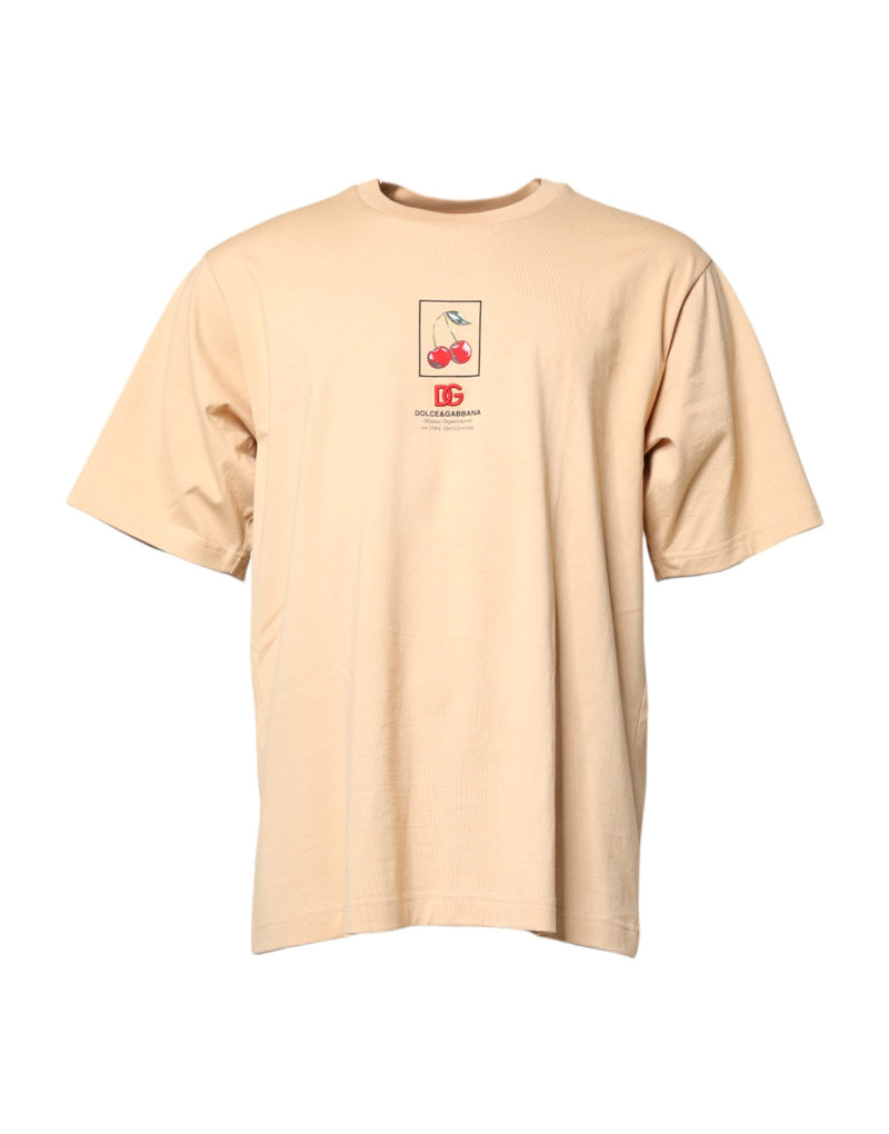 Dolce &amp; Gabbana T-shirt met ronde hals in beige katoen met logo-print