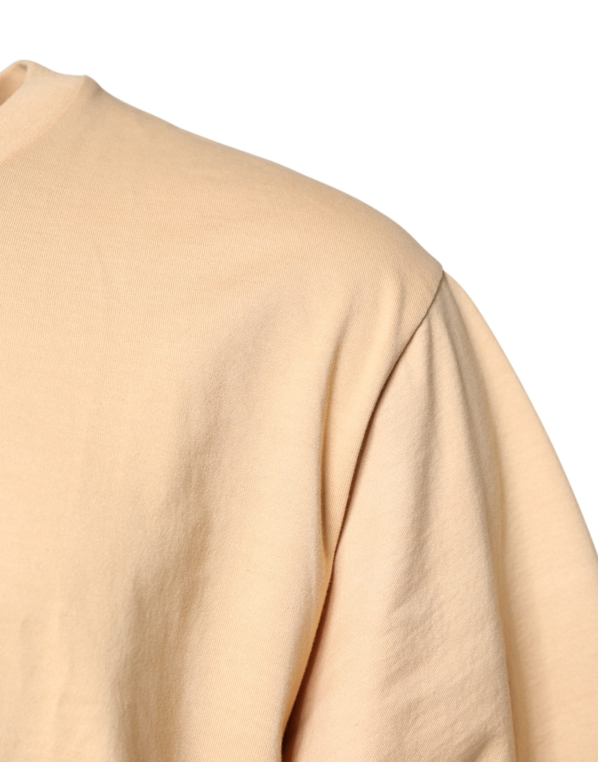 T-shirt à col rond en coton beige avec imprimé du logo de Dolce &amp; Gabbana