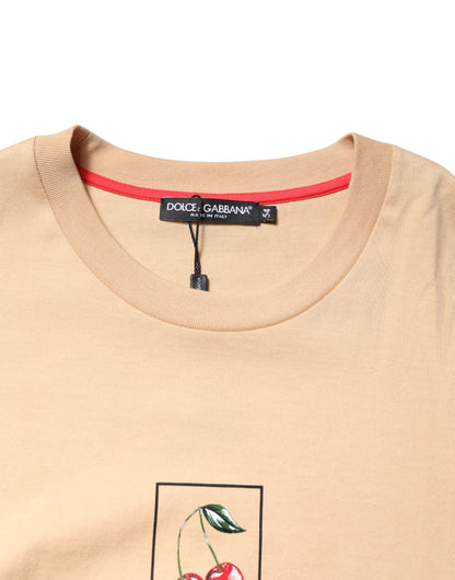 Dolce & Gabbana T-shirt met ronde hals in beige katoen met logo-print
