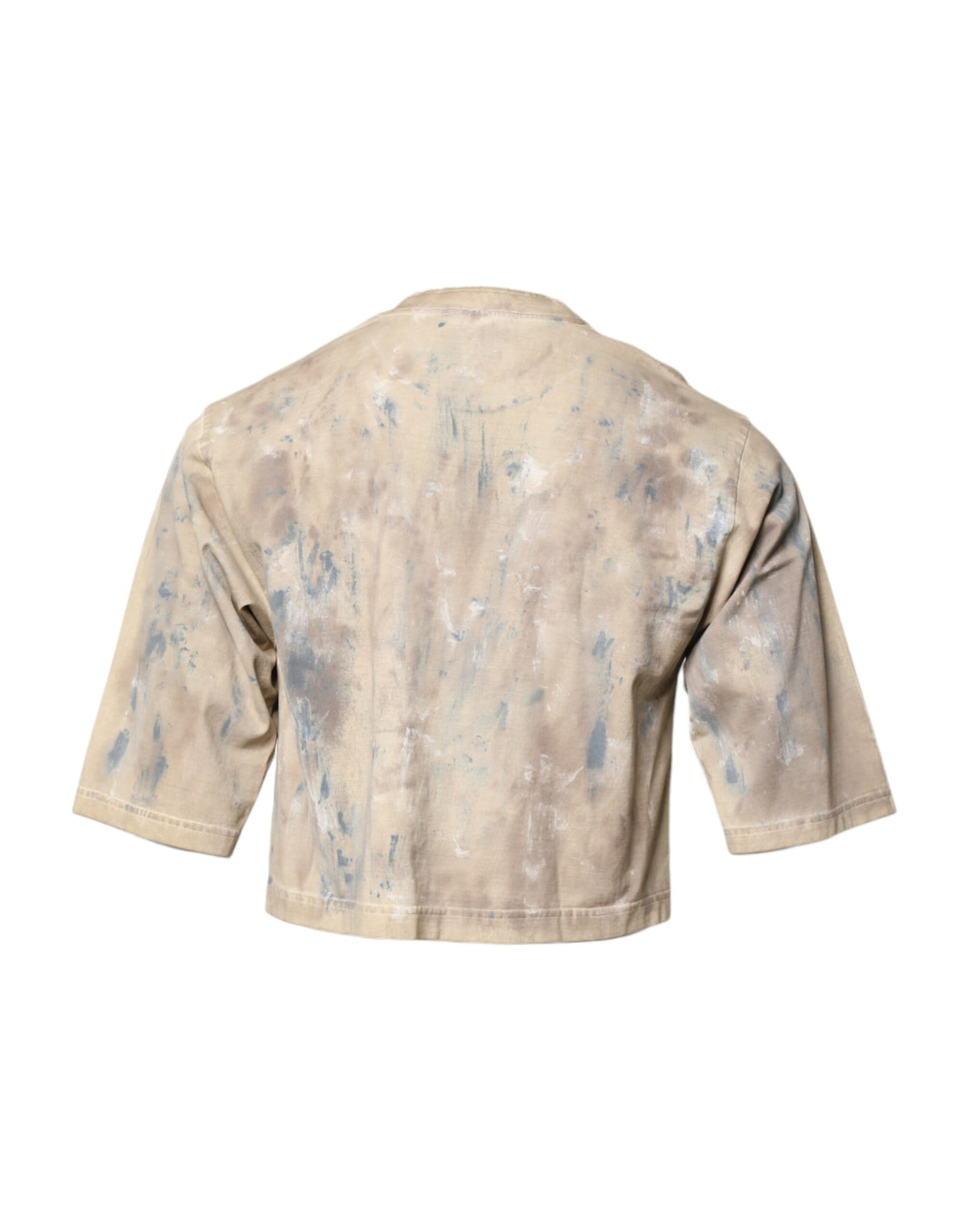 T-shirt court beige à effet tie-dye brodé DG de Dolce &amp; Gabbana