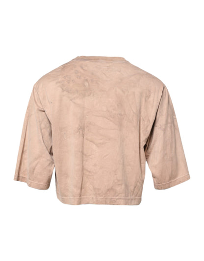 Dolce & Gabbana Beigekleurig T-shirt met Tie Dye-print en logo, kort model