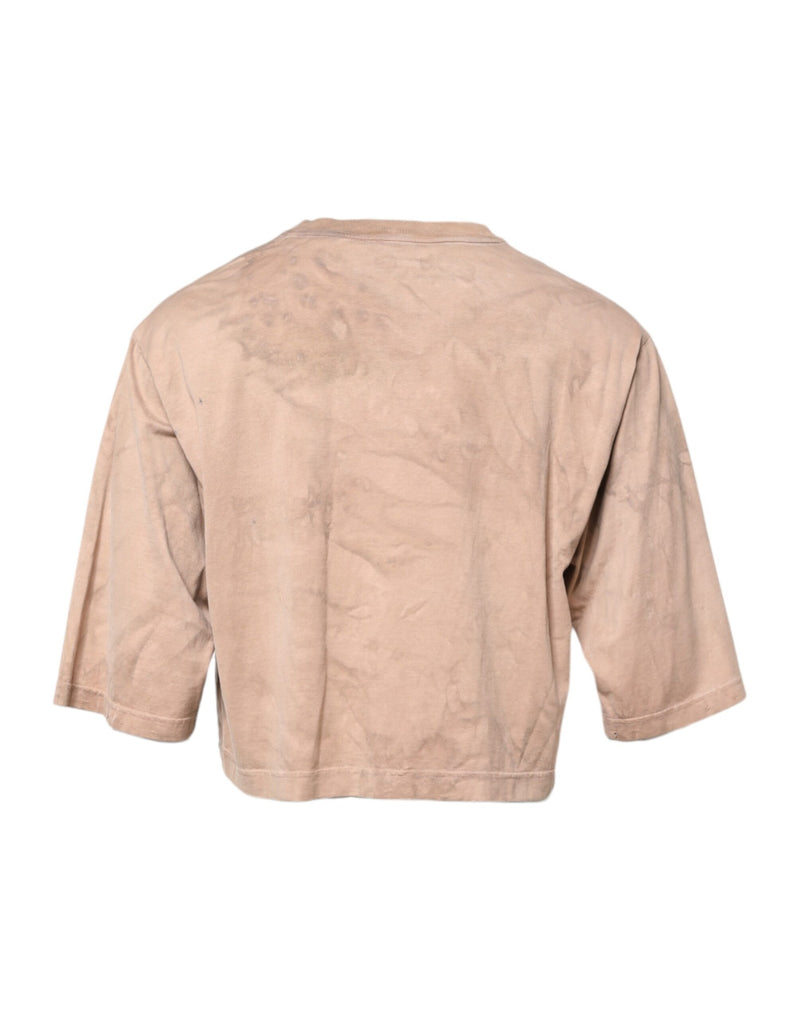 T-shirt court beige à imprimé Tie Dye et logo de Dolce &amp; Gabbana