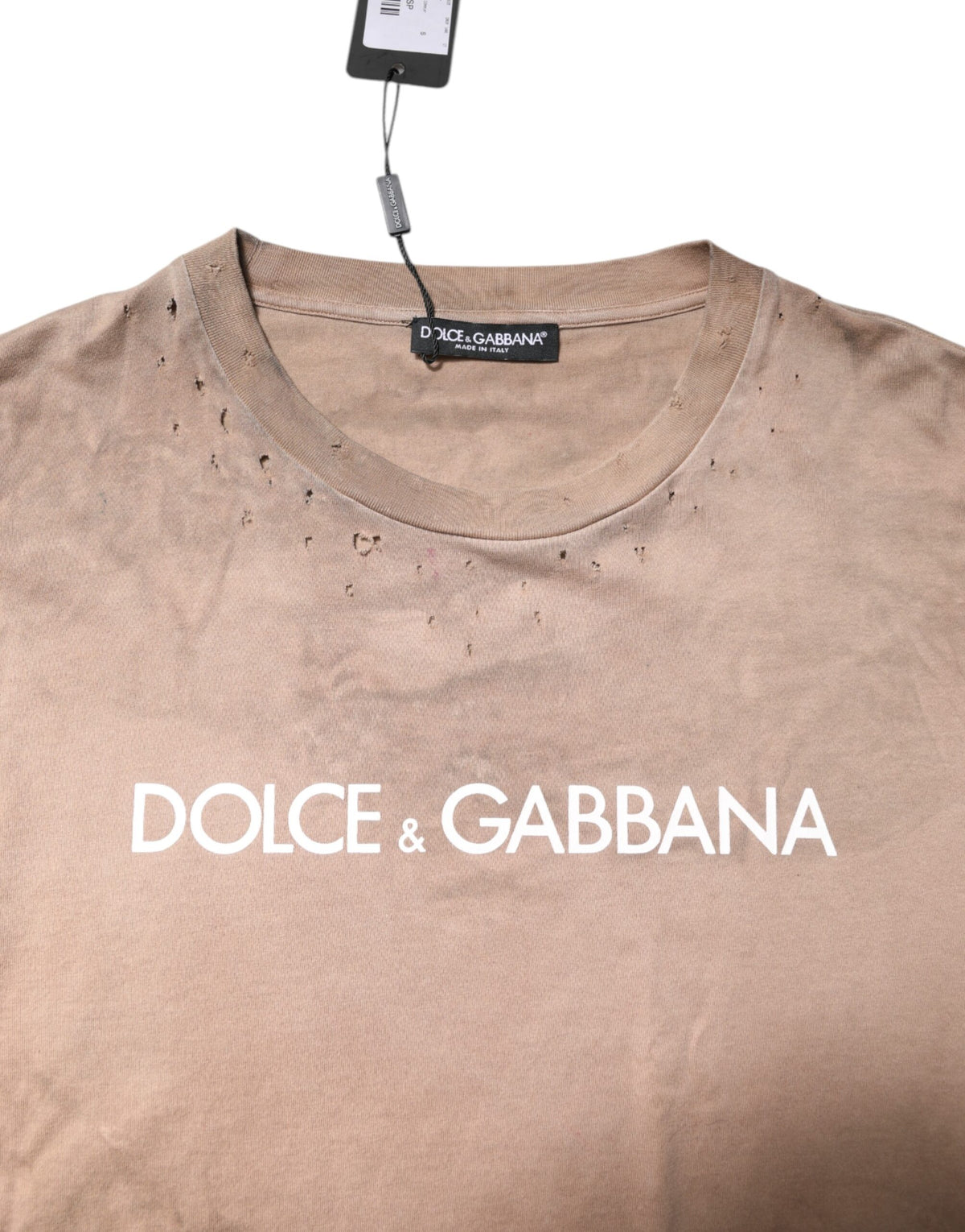 T-shirt court beige à imprimé Tie Dye et logo de Dolce &amp; Gabbana