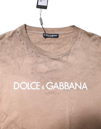 Dolce & Gabbana Beigekleurig T-shirt met Tie Dye-print en logo, kort model