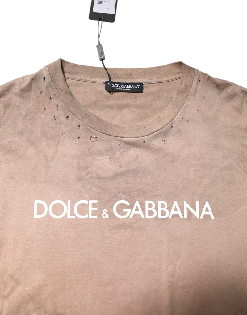 T-shirt court beige à imprimé Tie Dye et logo de Dolce &amp; Gabbana