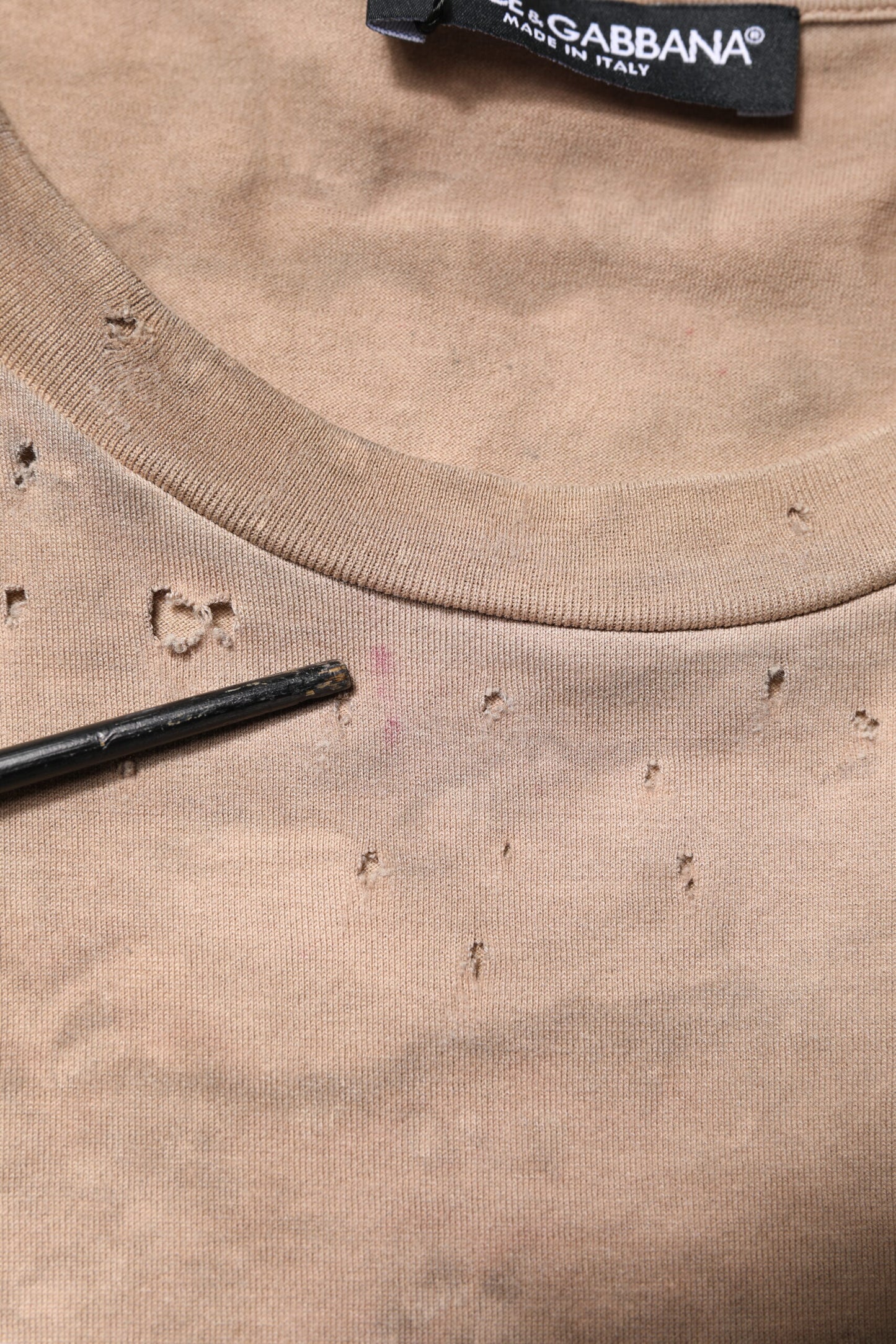 Dolce & Gabbana Beigekleurig T-shirt met Tie Dye-print en logo, kort model