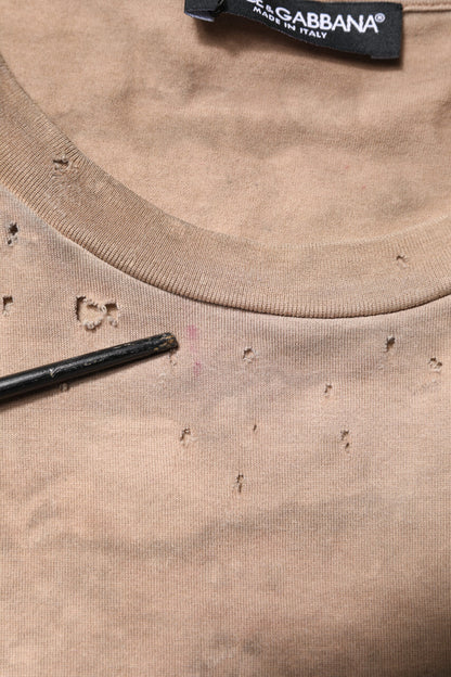 Dolce & Gabbana Beigekleurig T-shirt met Tie Dye-print en logo, kort model