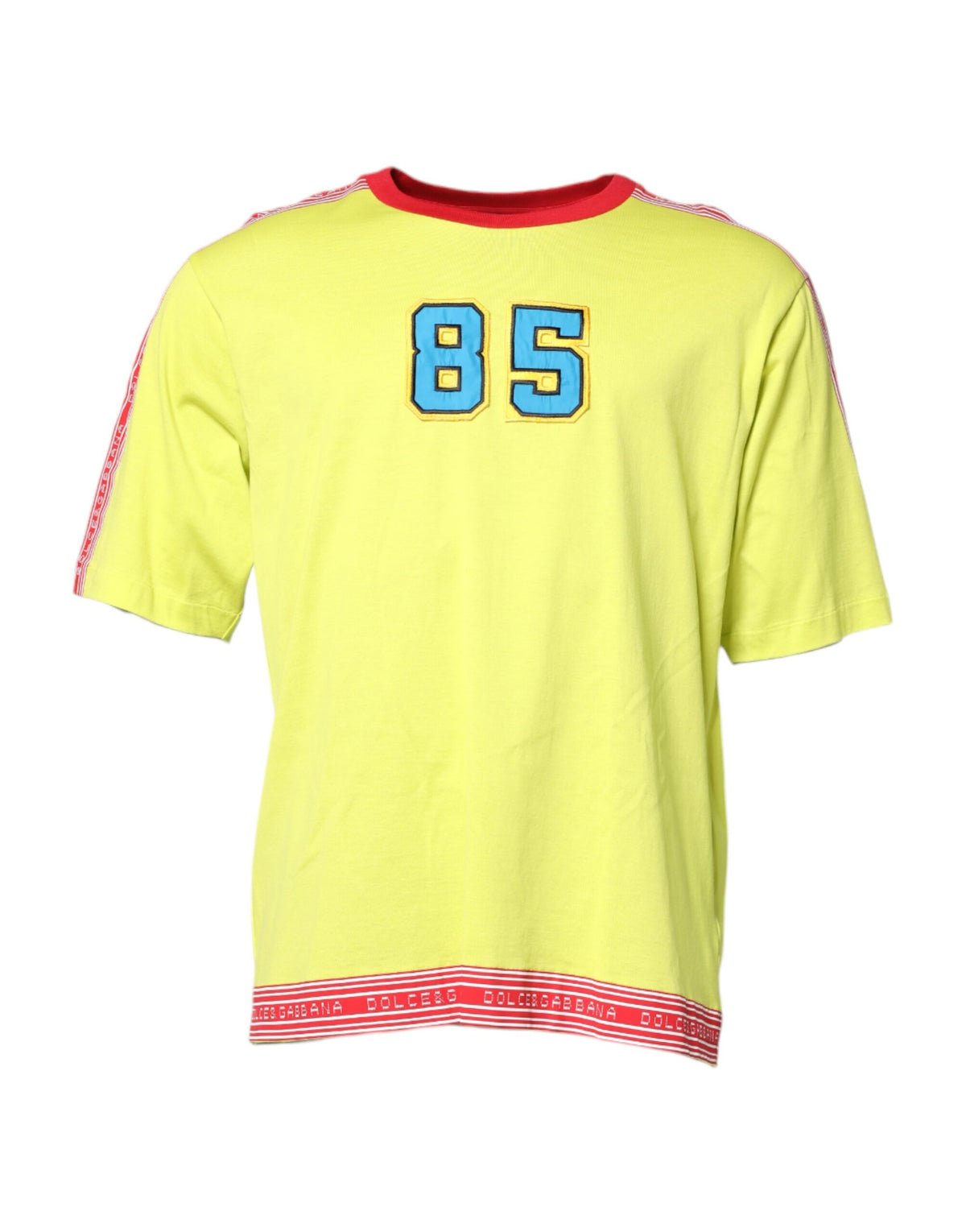 T-shirt à col rond en coton vert avec patch 85 de Dolce &amp; Gabbana