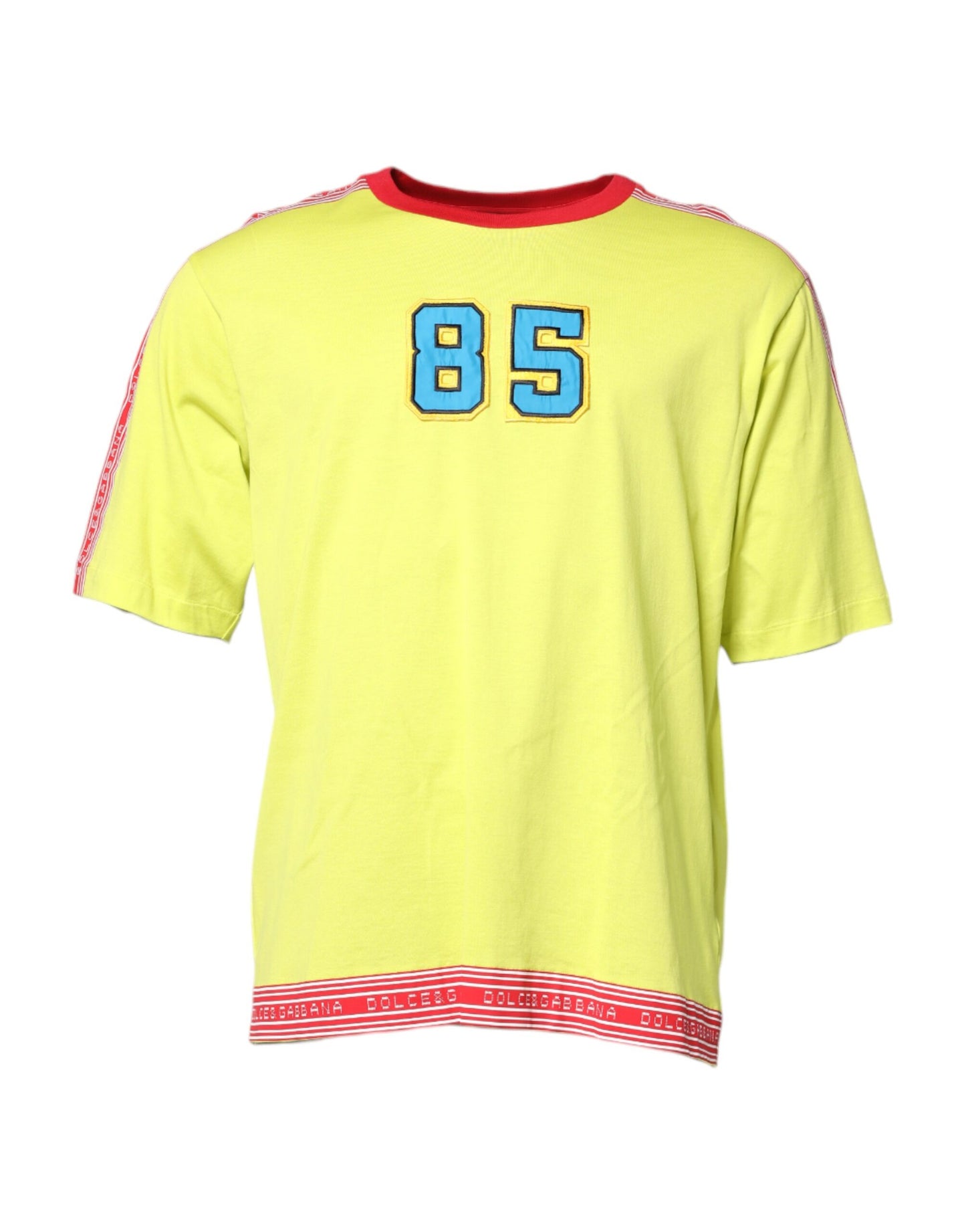 Dolce &amp; Gabbana Groen Katoenen T-shirt met 85 Patch en Ronde Hals