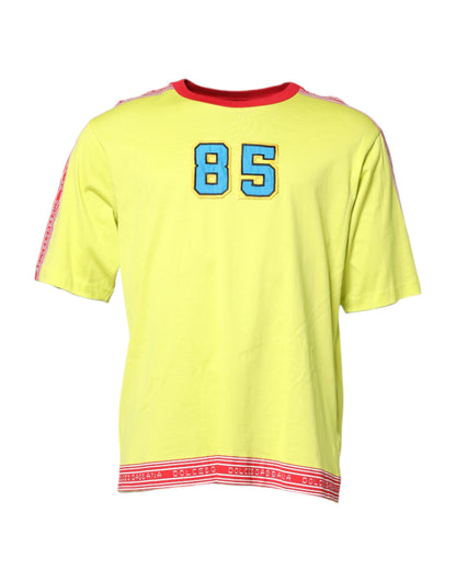 Dolce &amp; Gabbana Groen Katoenen T-shirt met 85 Patch en Ronde Hals