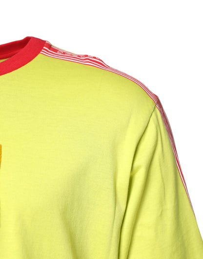 T-shirt à col rond en coton vert avec patch 85 de Dolce & Gabbana