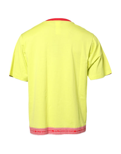 T-shirt à col rond en coton vert avec patch 85 de Dolce & Gabbana