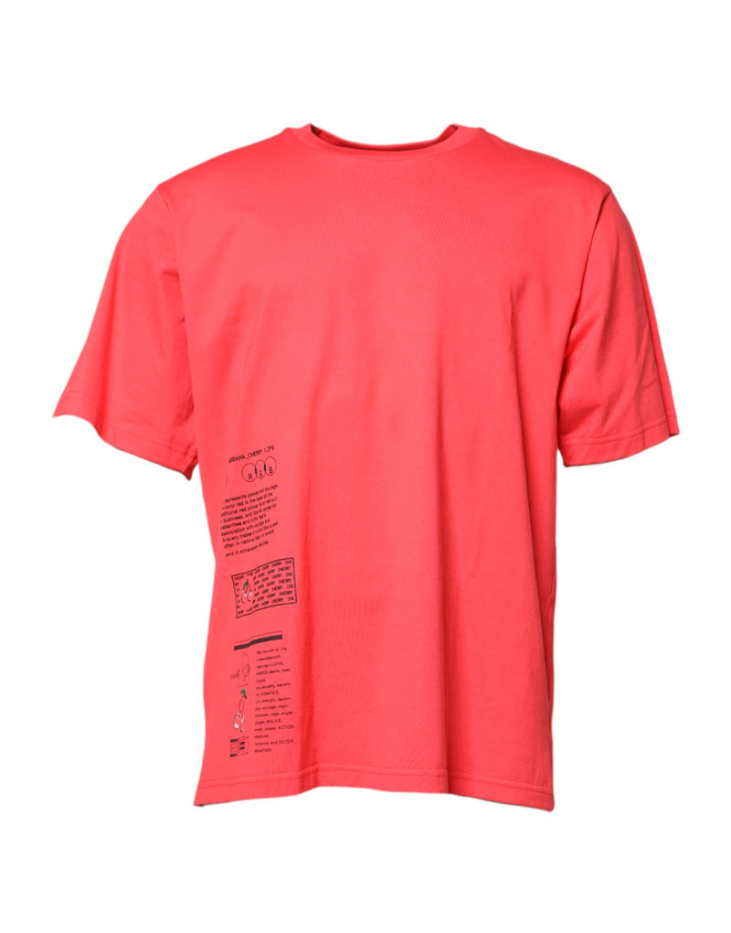 T-shirt à col rond en coton rouge avec inscription imprimée de Dolce &amp; Gabbana