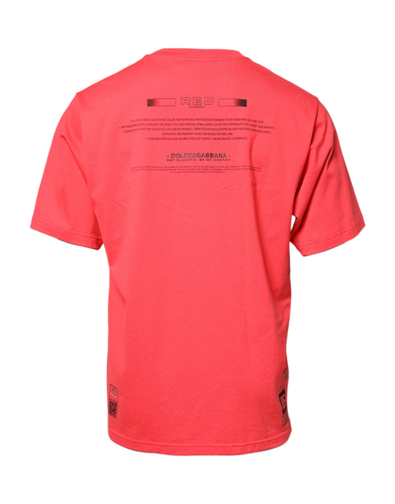 T-shirt à col rond en coton rouge avec inscription imprimée de Dolce &amp; Gabbana