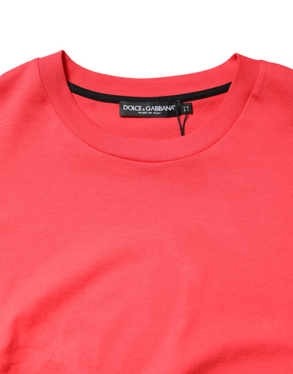 T-shirt à col rond en coton rouge avec inscription imprimée de Dolce & Gabbana