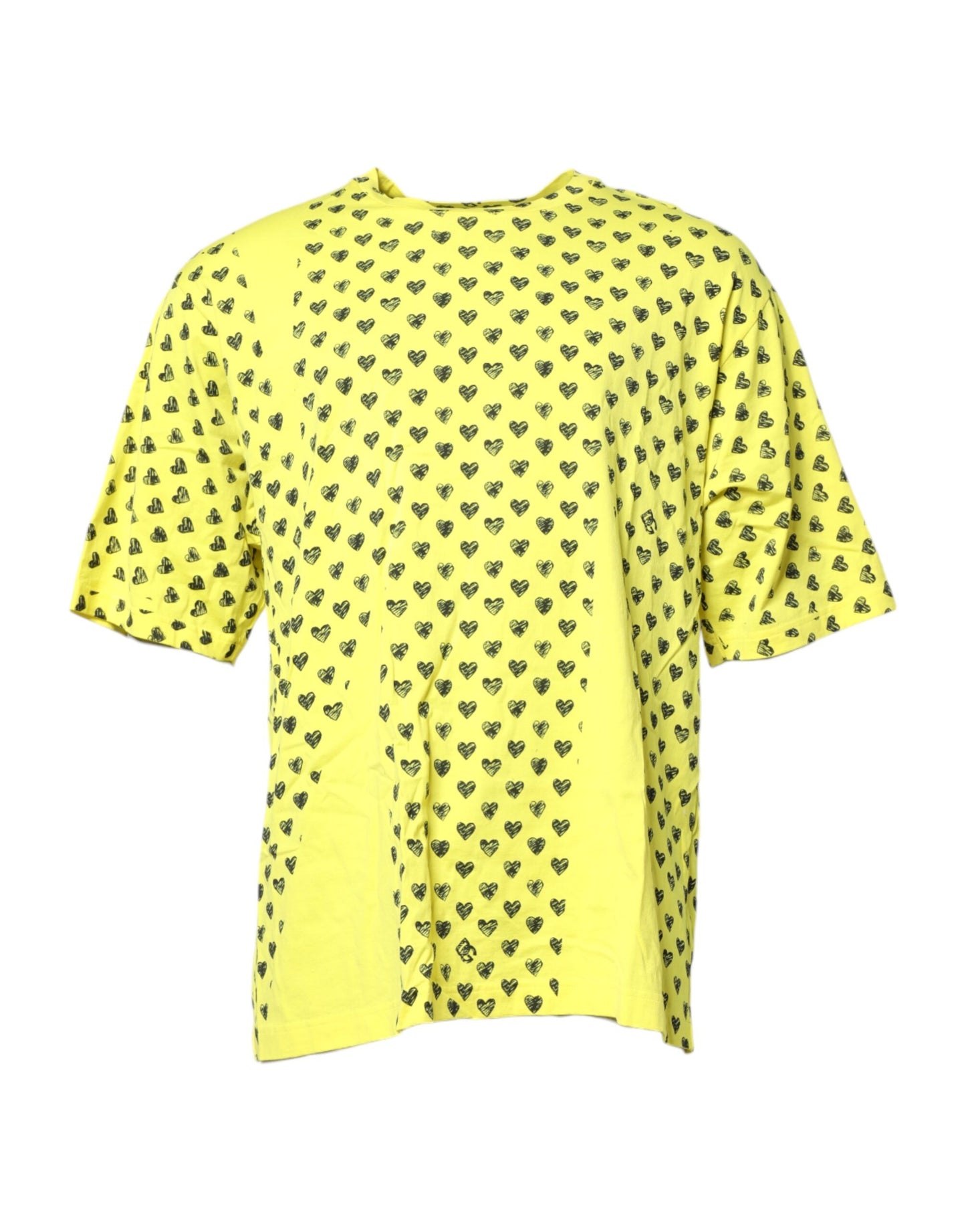 Dolce &amp; Gabbana Geel Katoenen T-shirt met DG Hartjesprint en Ronde Hals
