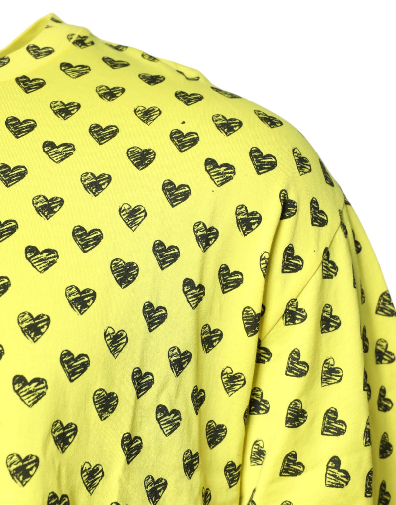 Dolce &amp; Gabbana Geel Katoenen T-shirt met DG Hartjesprint en Ronde Hals