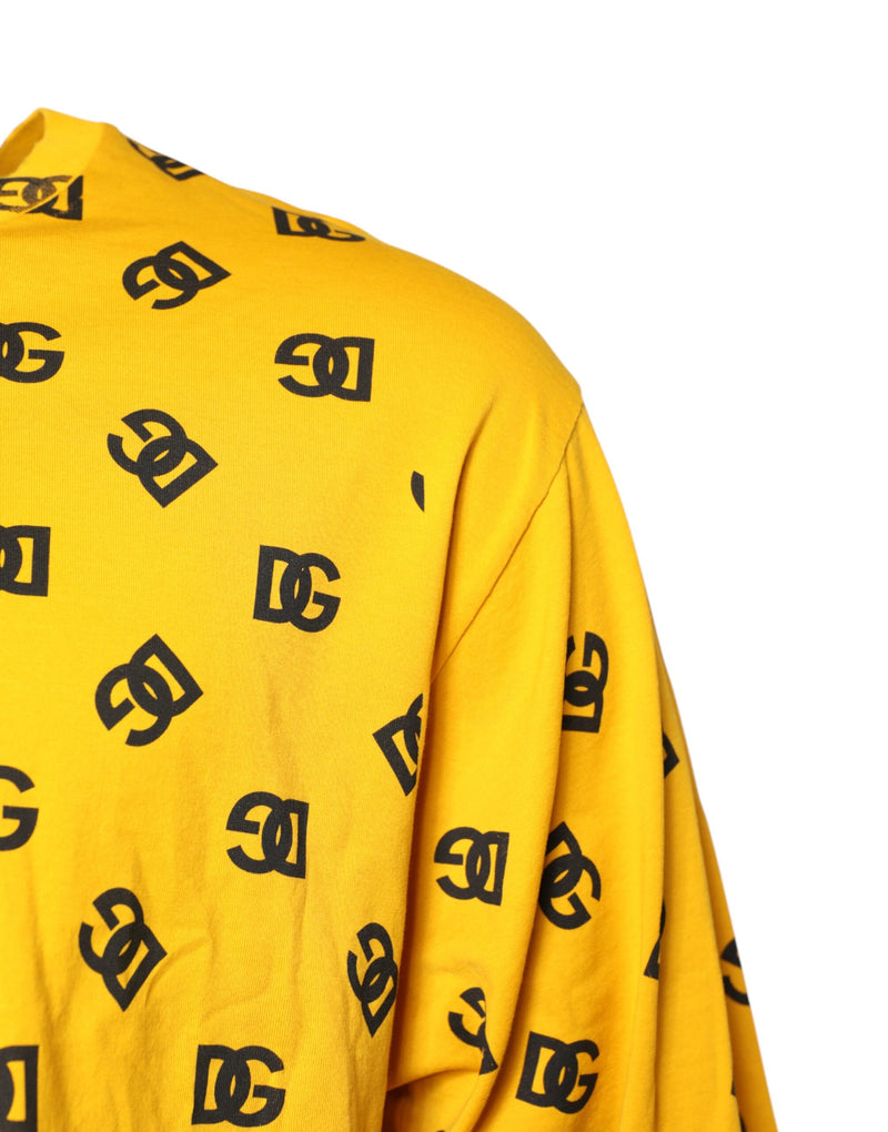 Gekropt T-shirt van Dolce &amp; Gabbana in geel katoen met DG-logo print.