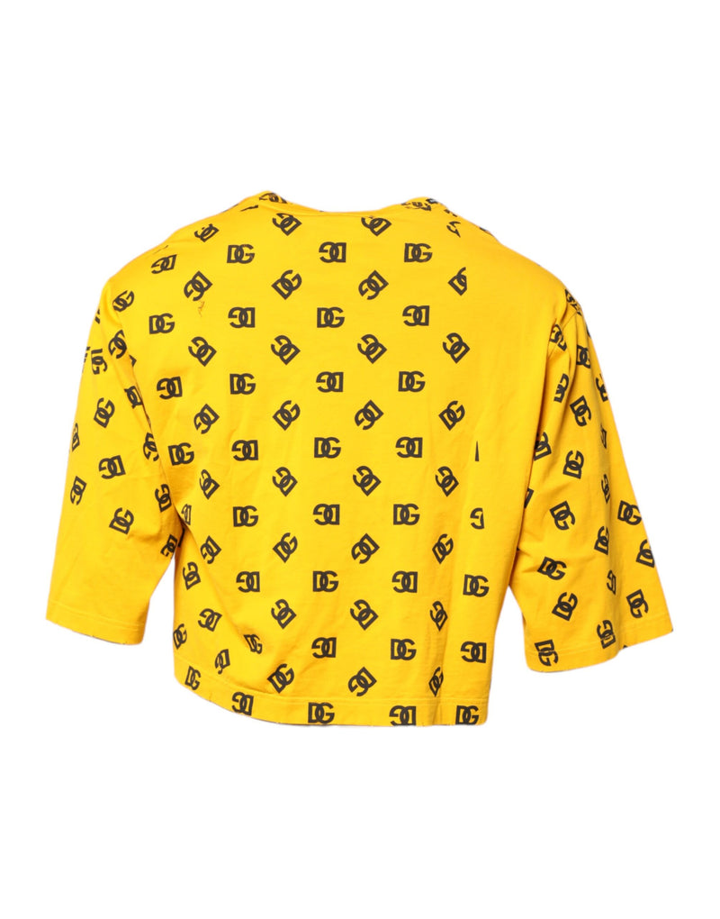 Gekropt T-shirt van Dolce &amp; Gabbana in geel katoen met DG-logo print.