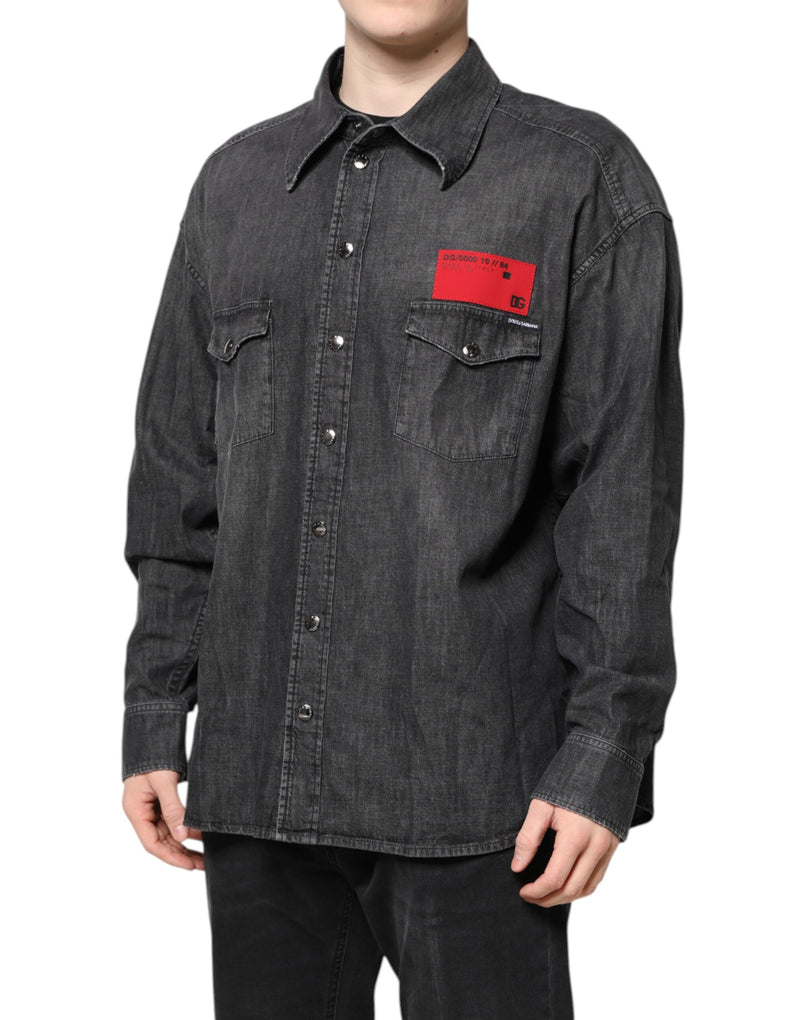 Dolce &amp; Gabbana grijs, langgeërmd, knoop-op denim overhemd