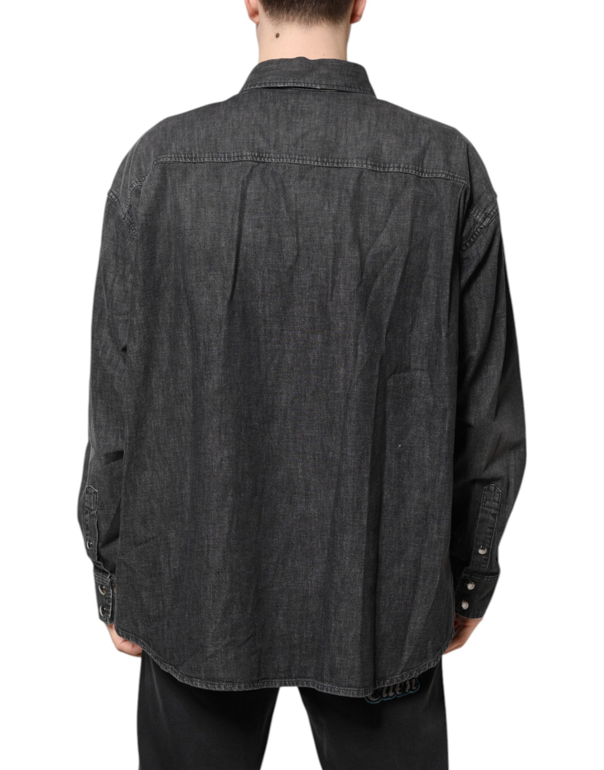 Chemise en jean à manches longues et boutons, grise, Dolce &amp; Gabbana
