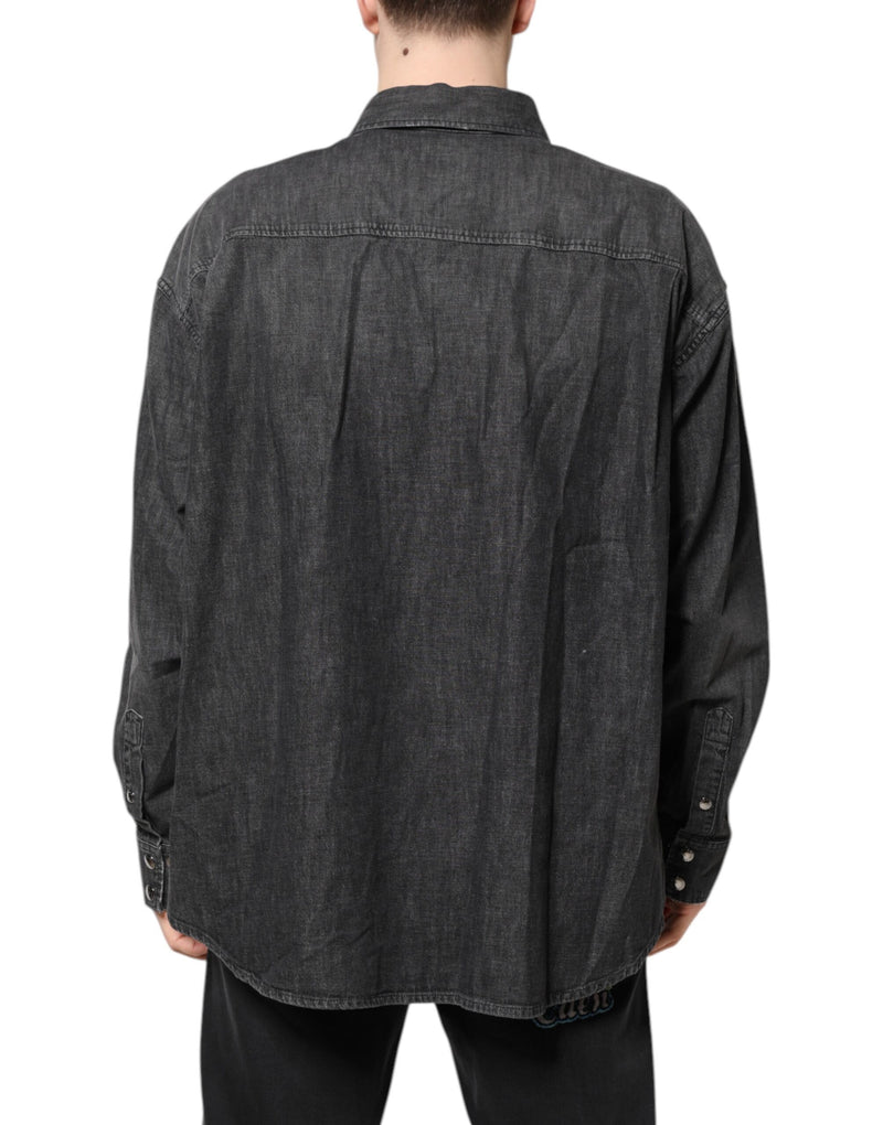 Dolce &amp; Gabbana grijs, langgeërmd, knoop-op denim overhemd