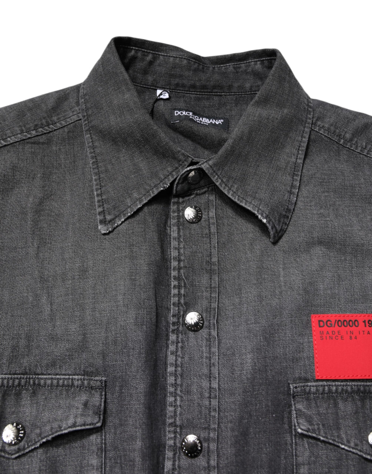 Chemise en jean à manches longues et boutons, grise, Dolce &amp; Gabbana