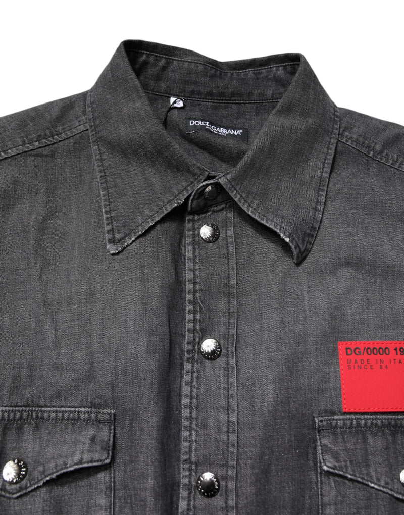 Dolce &amp; Gabbana grijs, langgeërmd, knoop-op denim overhemd