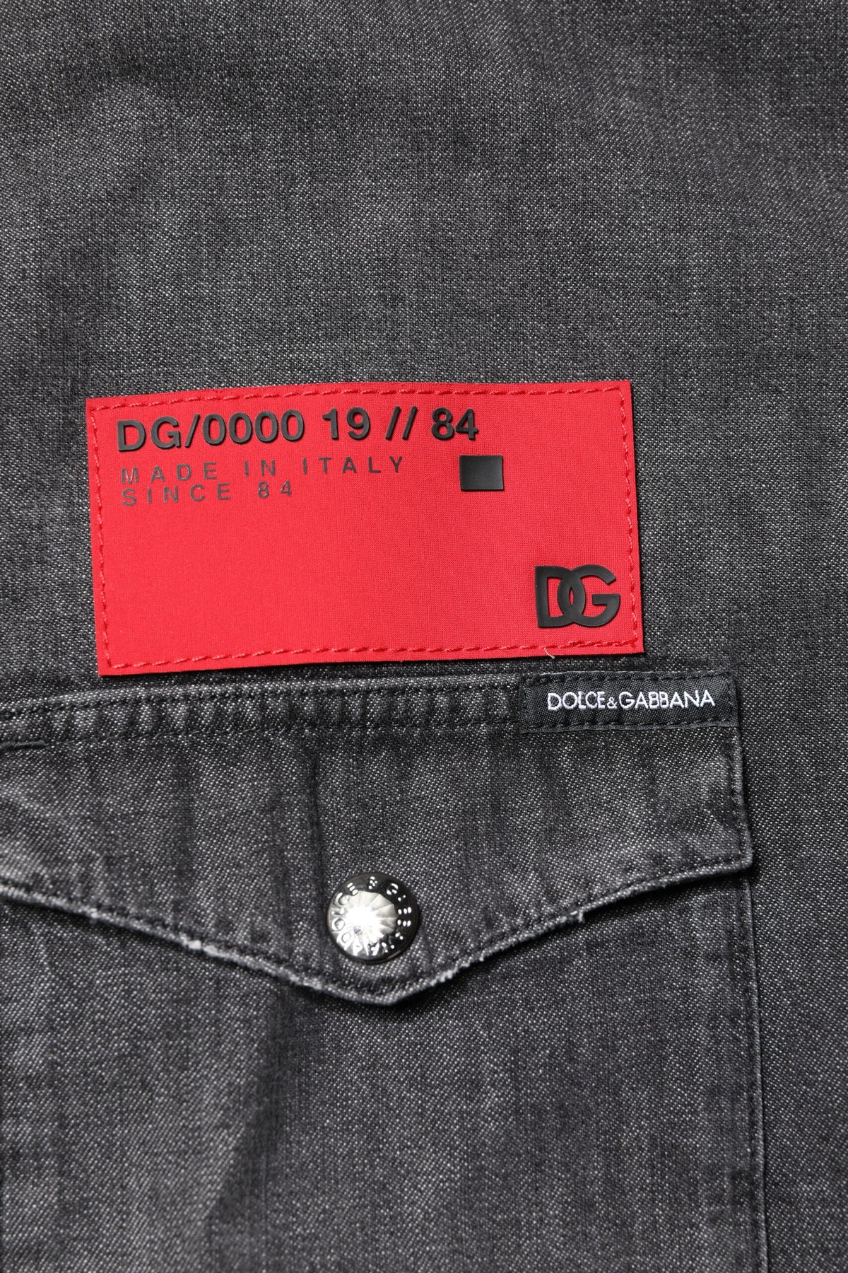 Chemise en jean à manches longues et boutons, grise, Dolce &amp; Gabbana