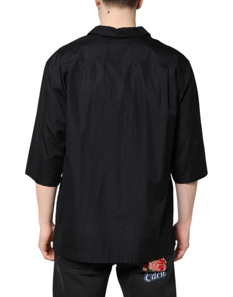 Dolce &amp; Gabbana zwart, kortgezoomd, casual overhemd met knopen