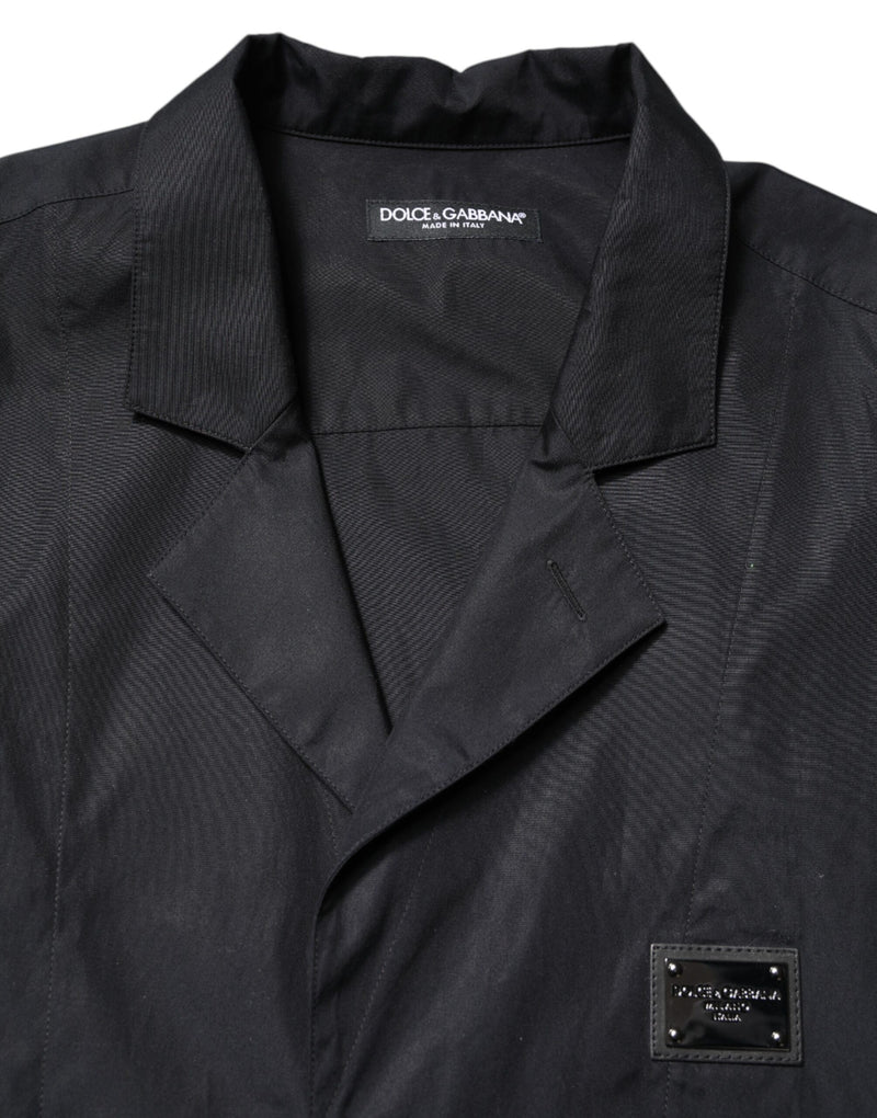 Dolce &amp; Gabbana zwart, kortgezoomd, casual overhemd met knopen