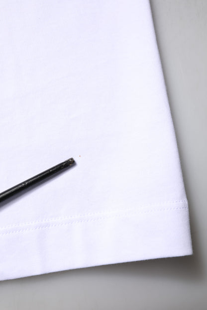 Dolce & Gabbana wit katoenen T-shirt met DG-borduursel en ronde hals.