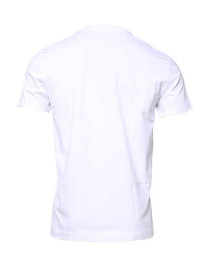 Dolce &amp; Gabbana wit katoenen T-shirt met DG-borduursel en ronde hals.