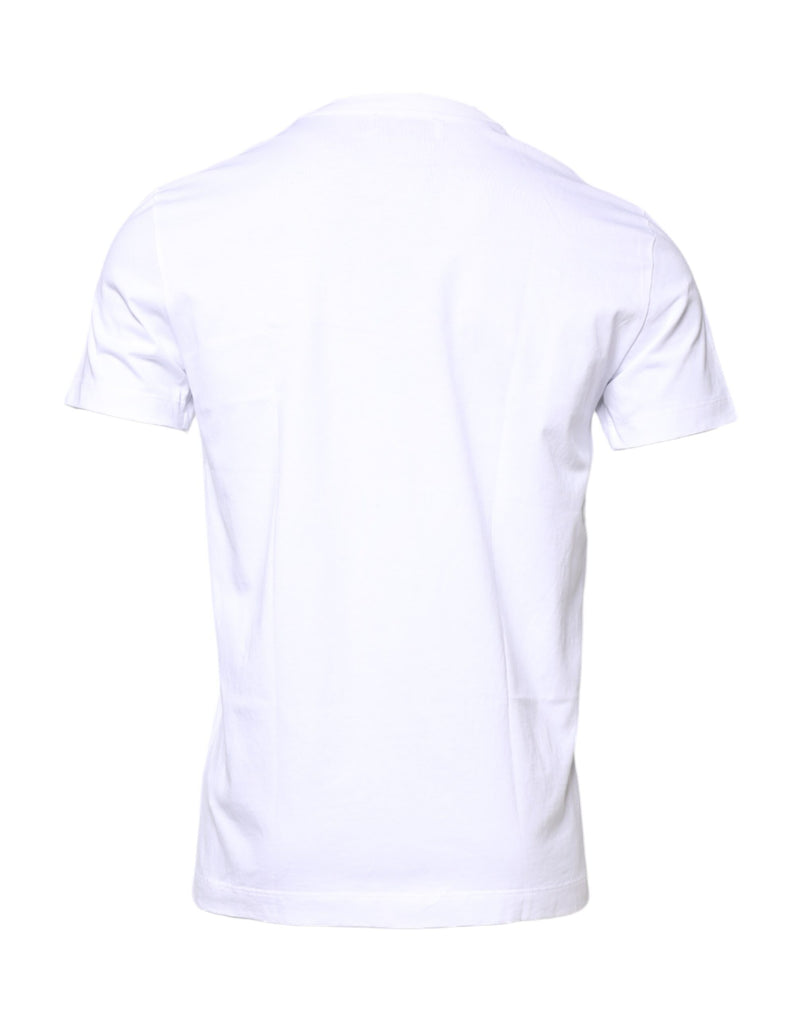 T-shirt à col rond en coton blanc avec broderie DG de Dolce &amp; Gabbana