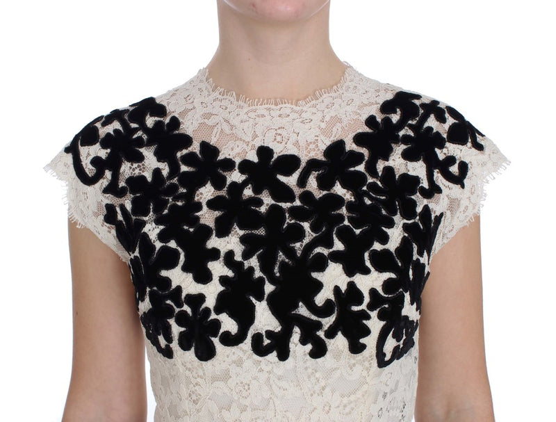 Robe longue maxi à volants en dentelle Ricamo à motifs floraux de Dolce &amp; Gabbana