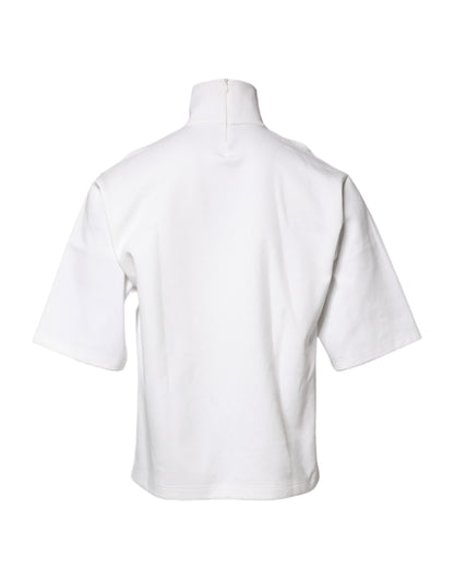 Dolce &amp; Gabbana wit katoenen coltrui met DG-applicatie