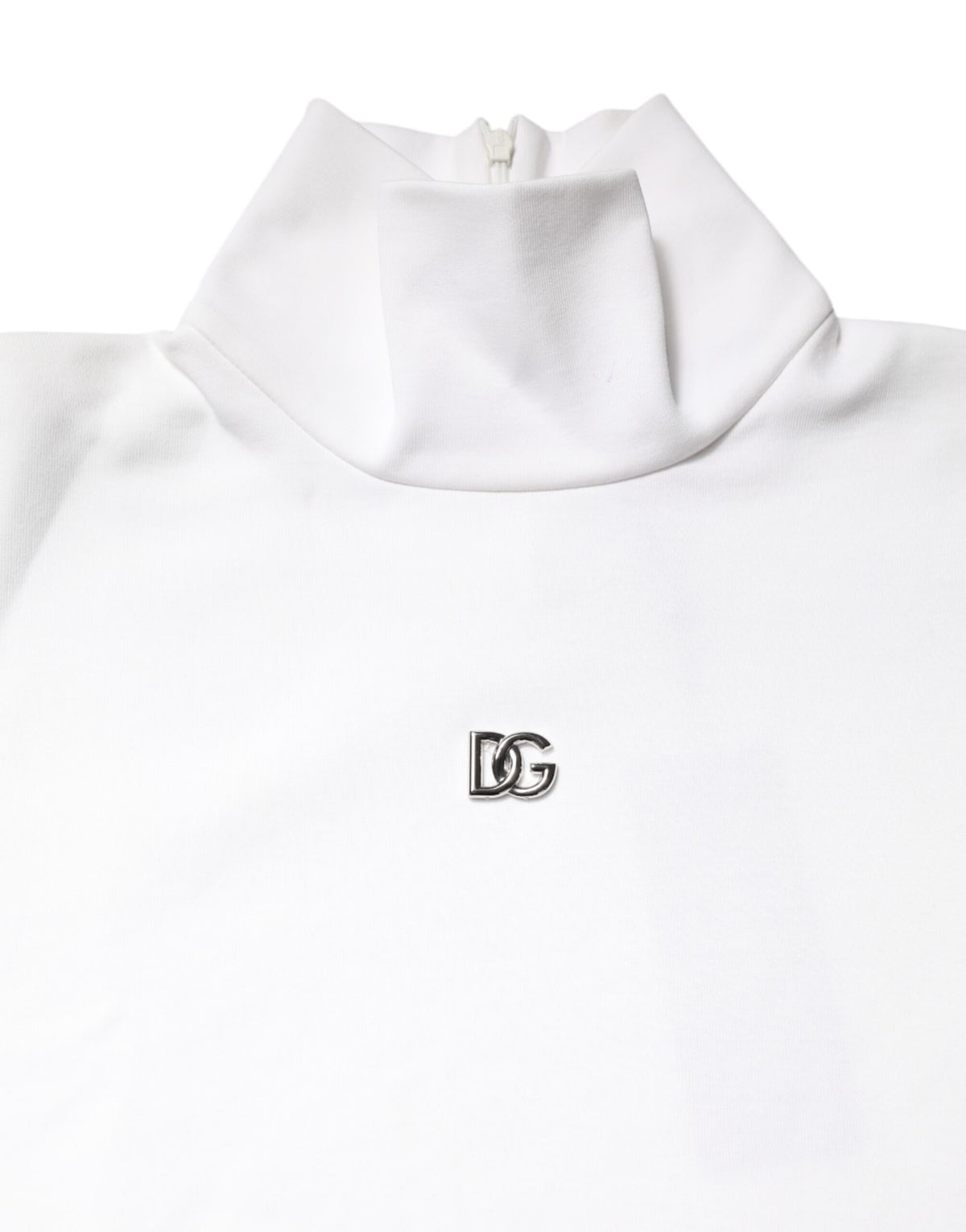 T-shirt en coton blanc à col montant avec application DG de Dolce &amp; Gabbana