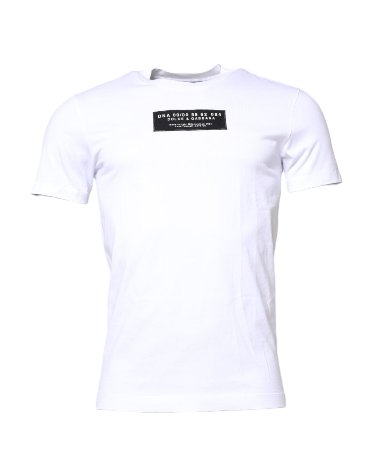 T-shirt à col rond en coton blanc avec logo et patch Dolce &amp; Gabbana