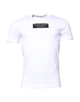 T-shirt à col rond en coton blanc avec logo et patch Dolce &amp; Gabbana