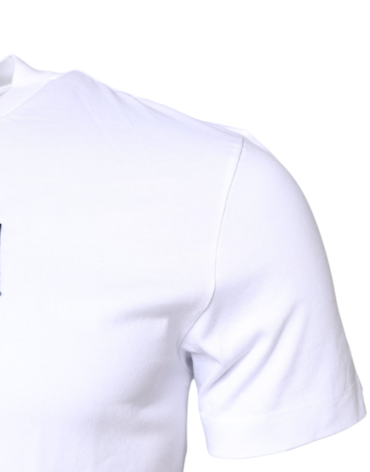 T-shirt à col rond en coton blanc avec logo et patch Dolce &amp; Gabbana