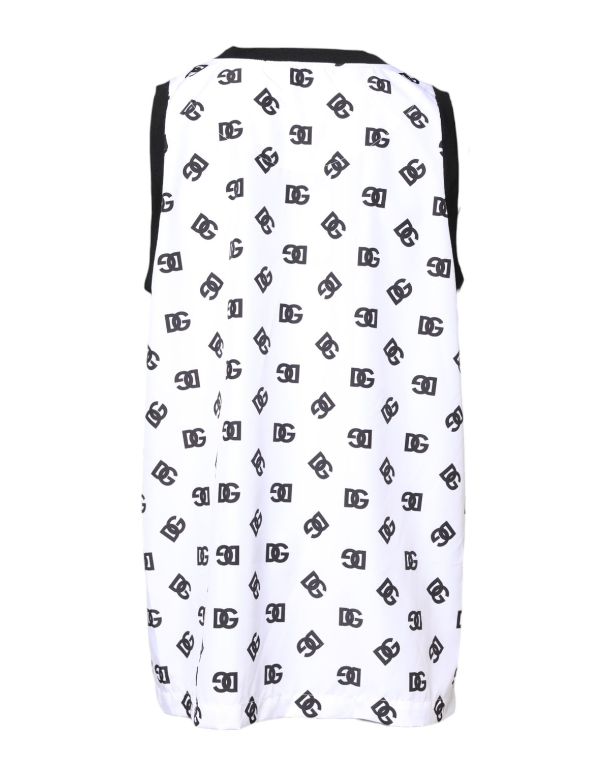 T-shirt blanc en polyester sans manches avec logo DG de Dolce &amp; Gabbana