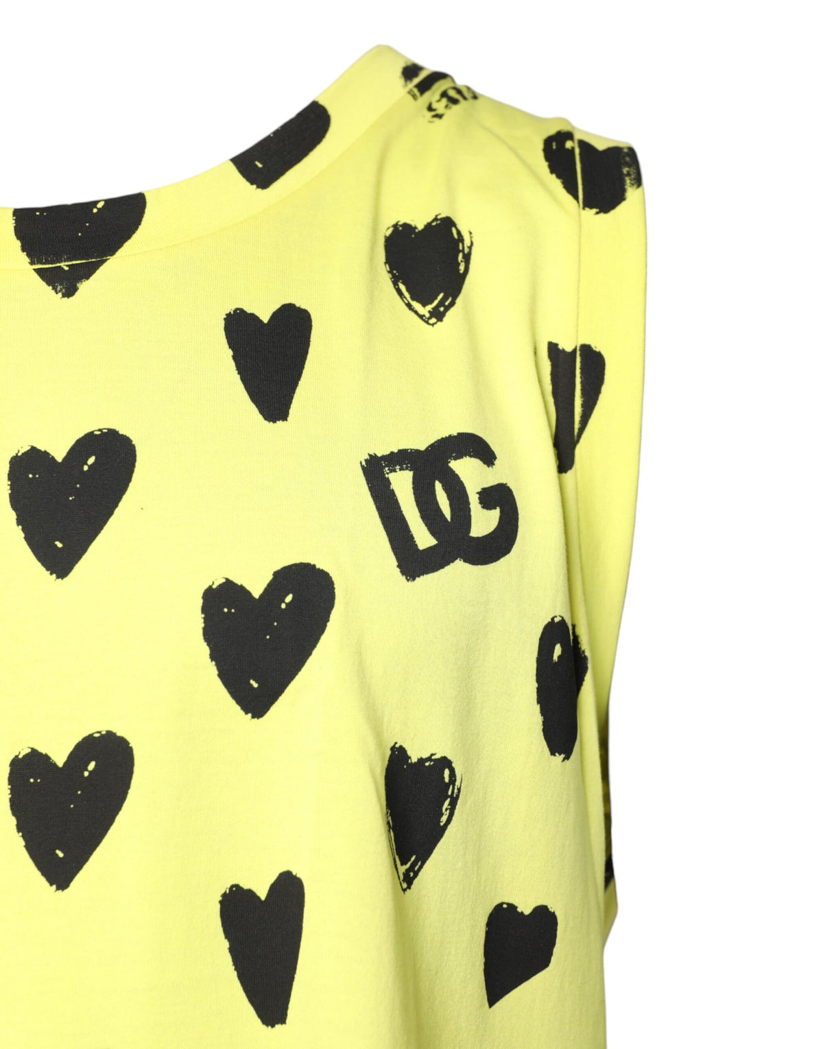 T-shirt à manches courtes en coton jaune avec logo DG Heart de Dolce &amp; Gabbana